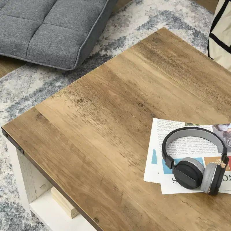 Table basse HOMCOM de style ferme avec tiroir de rangement et étagère ouverte, table basse rustique pour salon