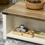 Table basse HOMCOM de style ferme avec tiroir de rangement et étagère ouverte, table basse rustique pour salon
