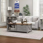 Table basse HOMCOM de style ferme avec tiroir de rangement et étagère ouverte, table basse rustique pour salon