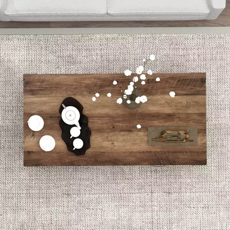 Table basse HOMCOM de style ferme avec tiroir de rangement et étagère ouverte, table basse rustique pour salon