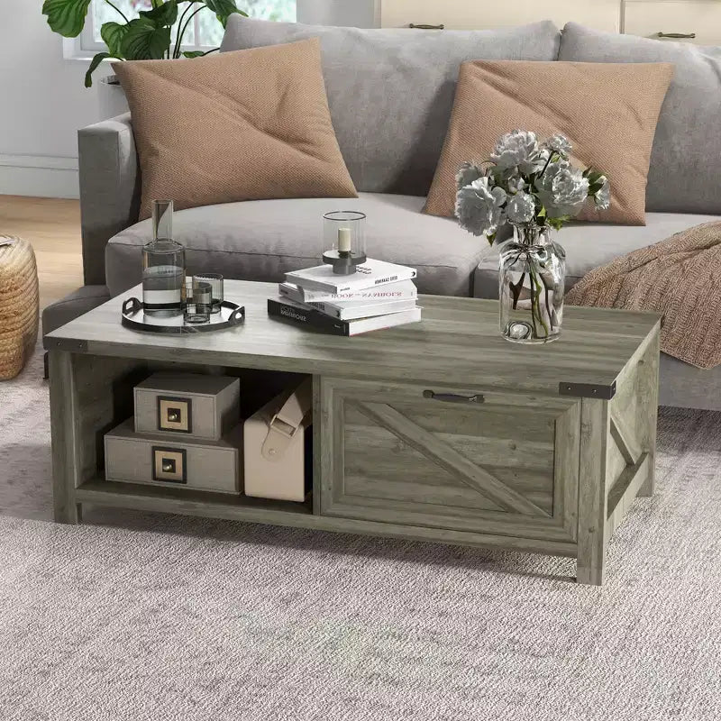 Table basse HOMCOM de style ferme avec tiroir de rangement et étagère ouverte, table basse rustique pour salon