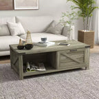 Table basse HOMCOM de style ferme avec tiroir de rangement et étagère ouverte, table basse rustique pour salon