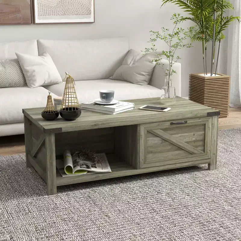 Table basse HOMCOM de style ferme avec tiroir de rangement et étagère ouverte, table basse rustique pour salon