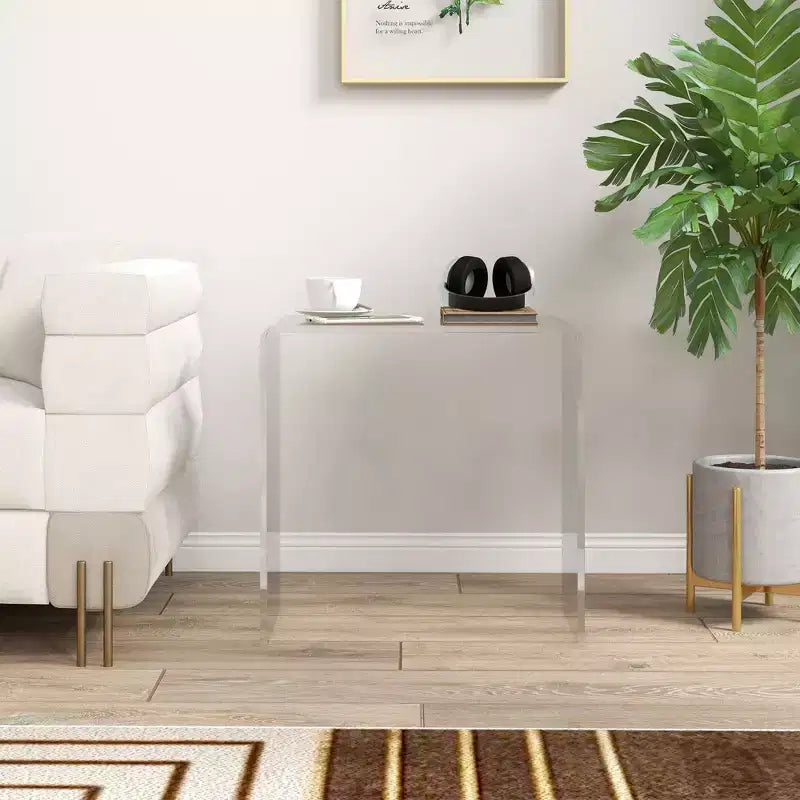 Table d'appoint en acrylique HOMCOM, table d'appoint moderne en cascade avec bords arrondis pour petits espaces, 21 x 12 x 21, transparente