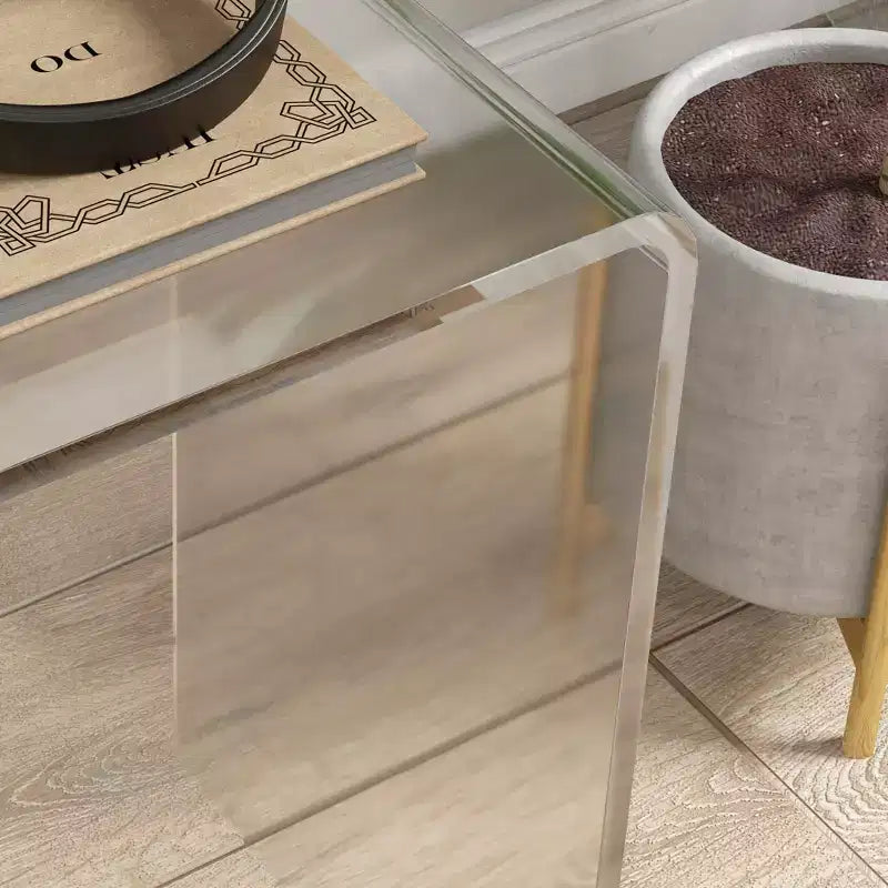 Table d'appoint en acrylique HOMCOM, table d'appoint moderne en cascade avec bords arrondis pour petits espaces, 21 x 12 x 21, transparente