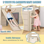 Lit mezzanine bas double Costway avec toboggan, échelle, tiroirs de rangement et espace de jeu en bois