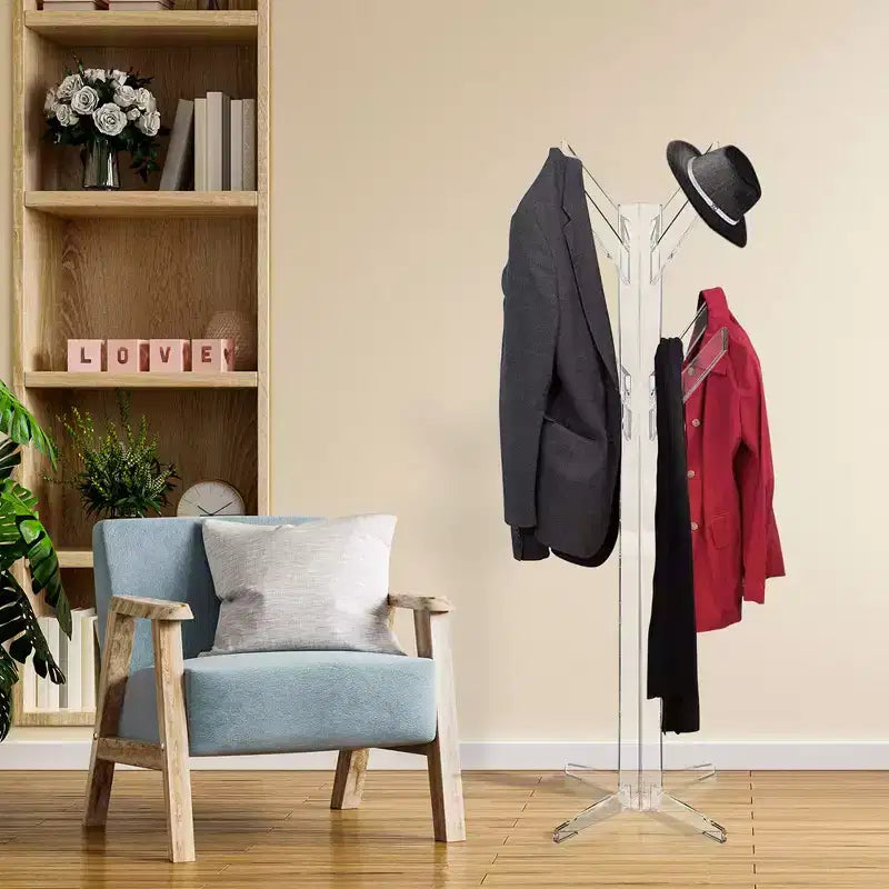 Porte-manteau de luxe Designstyles en acrylique sur pied, robuste, belle décoration intérieure, parfait pour les chapeaux, les vêtements et les parapluies