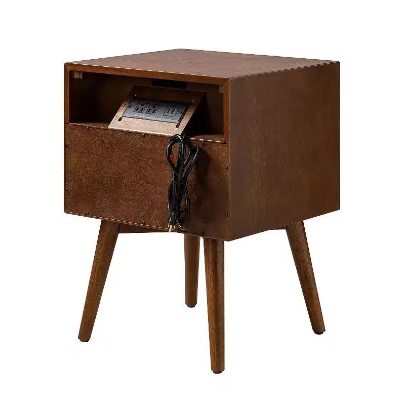 Doris 2 - Table d'appoint mi-siècle avec tiroir et prises intégrées | HULALA HOME