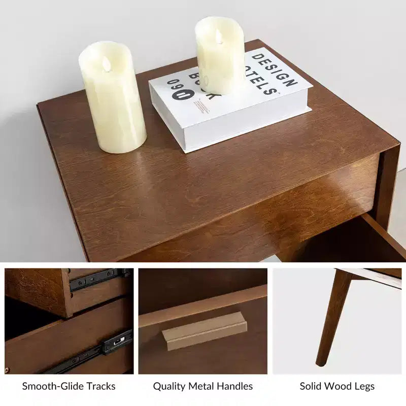 Doris 2 - Table d'appoint mi-siècle avec tiroir et prises intégrées | HULALA HOME