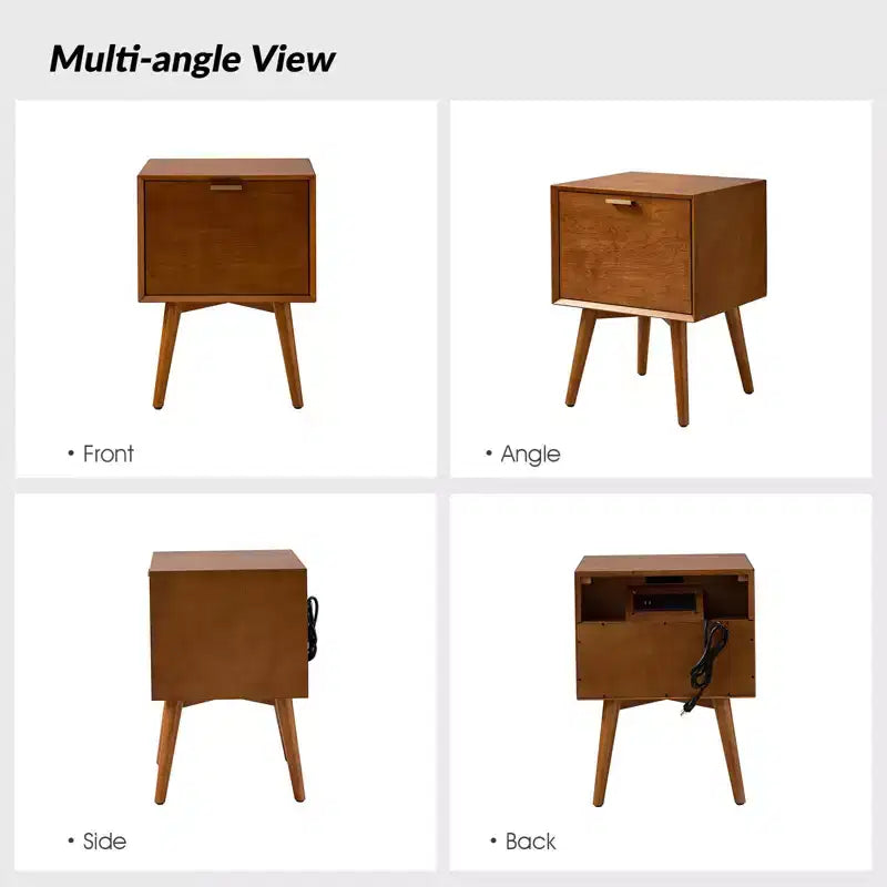 Doris 2 - Table d'appoint mi-siècle avec tiroir et prises intégrées | HULALA HOME