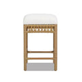Jennifer Taylor Home Lucia 25.5 Backless Upholstered Counter Stool with Resin Rattan Frame, Ivory White Boucle