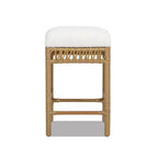 Jennifer Taylor Home Lucia 25.5 Backless Upholstered Counter Stool with Resin Rattan Frame, Ivory White Boucle