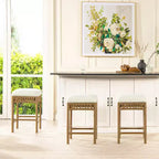 Tabouret de comptoir sans dossier rembourré Jennifer Taylor Home Lucia 25,5 po avec structure en résine tressée, bouclé blanc ivoire