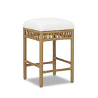 Tabouret de comptoir sans dossier rembourré Jennifer Taylor Home Lucia 25,5 po avec structure en résine tressée, bouclé blanc ivoire