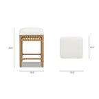 Tabouret de comptoir sans dossier rembourré Jennifer Taylor Home Lucia 25,5 po avec structure en résine tressée, bouclé blanc ivoire