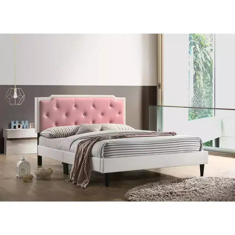Lit double complet Passion Furniture Deb Jewel et Tufted