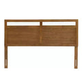 LuxenHome Farmhouse Double Panel Wood Headboard, Queen Brown