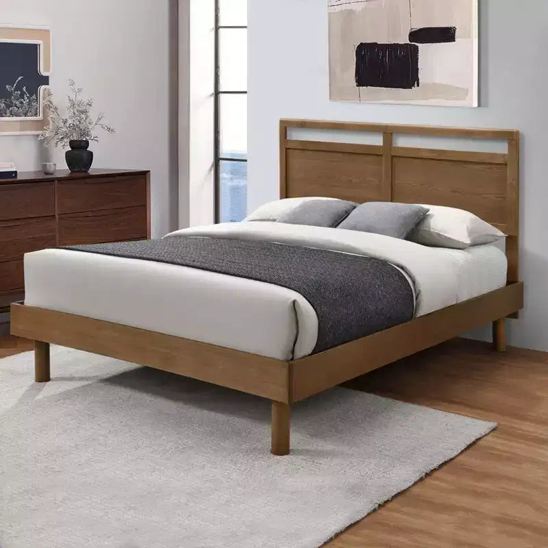 Tête de lit double en bois style ferme LuxenHome, Queen Marron
