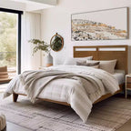 Tête de lit double en bois style ferme LuxenHome, Queen Marron