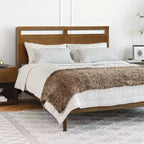 Tête de lit double en bois style ferme LuxenHome, Queen Marron