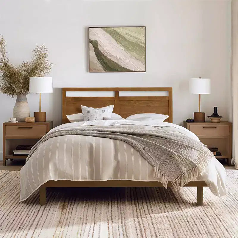 Tête de lit double en bois style ferme LuxenHome, Queen Marron