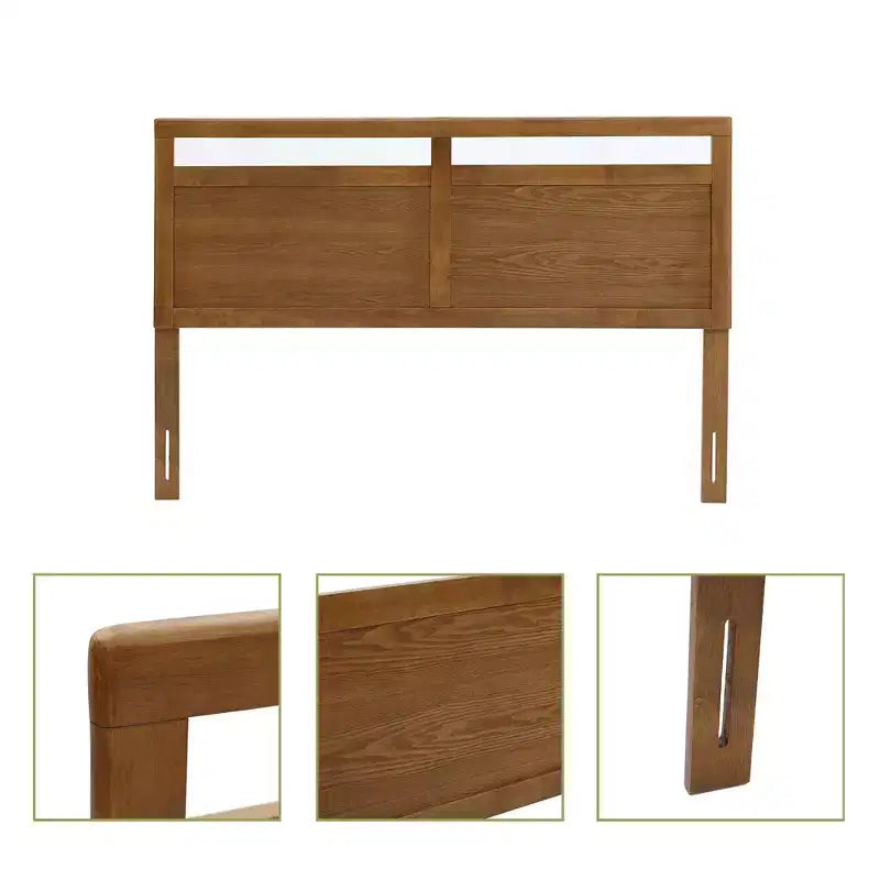 Tête de lit double en bois style ferme LuxenHome, Queen Marron