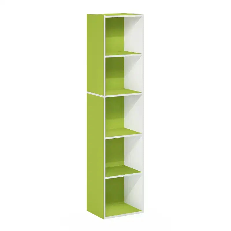 Furinno 5-Cube Storage Bookcase Multi-Functional Display Cabinet Bookshelf,Green/White