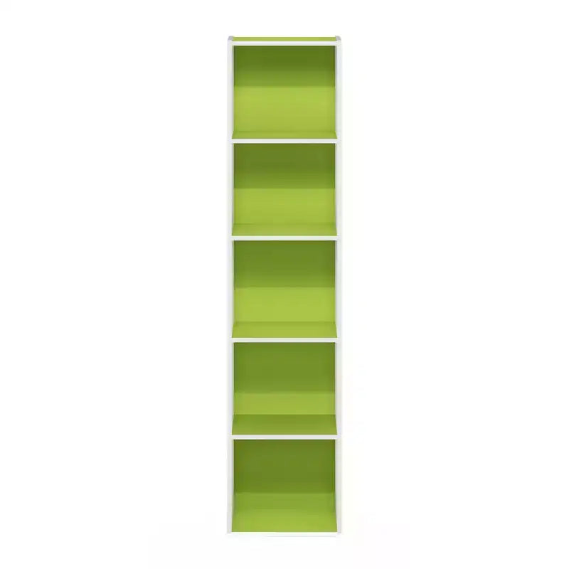 Furinno Bibliothèque de rangement à 5 cubes, meuble de présentation multifonctionnel, vert/blanc
