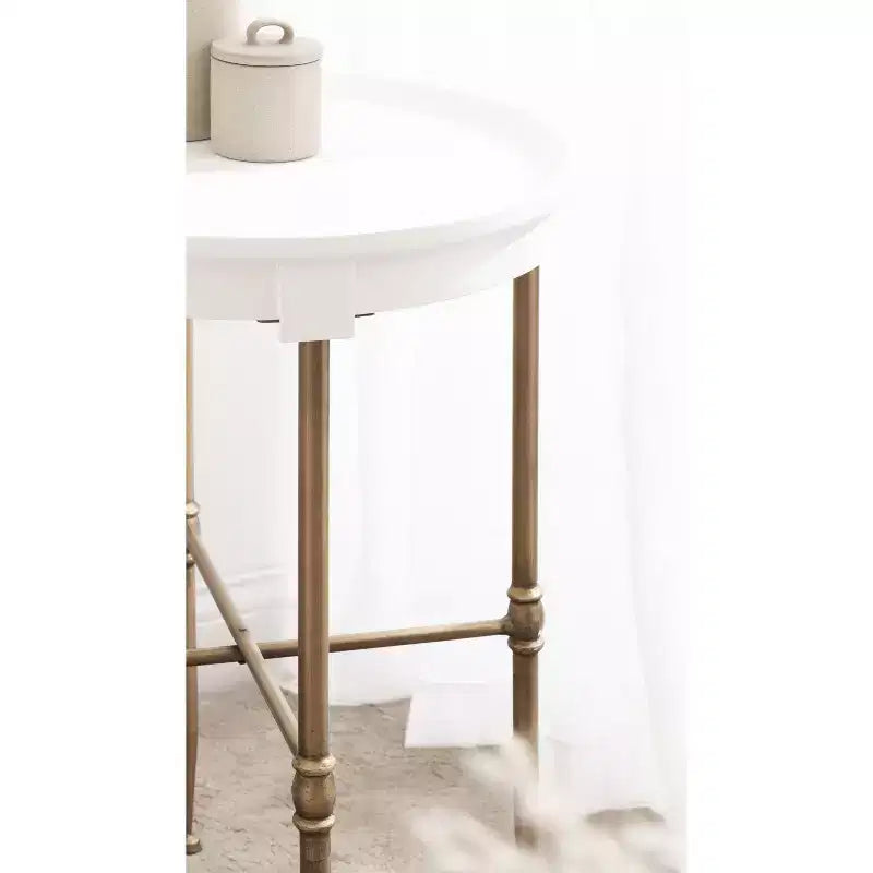 Table d'appoint ronde Kate and Laurel Valdi en MDF, 19x19x26, Blanc