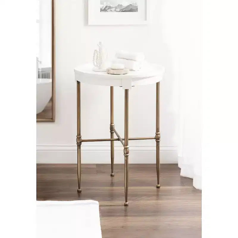 Table d'appoint ronde Kate and Laurel Valdi en MDF, 19x19x26, Blanc