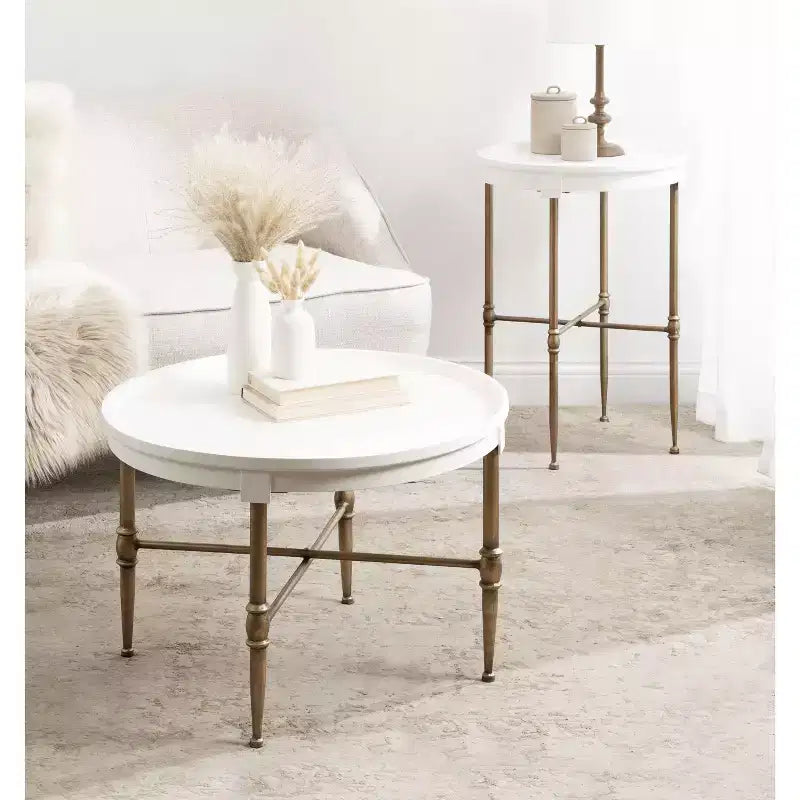 Table d'appoint ronde Kate and Laurel Valdi en MDF, 19x19x26, Blanc