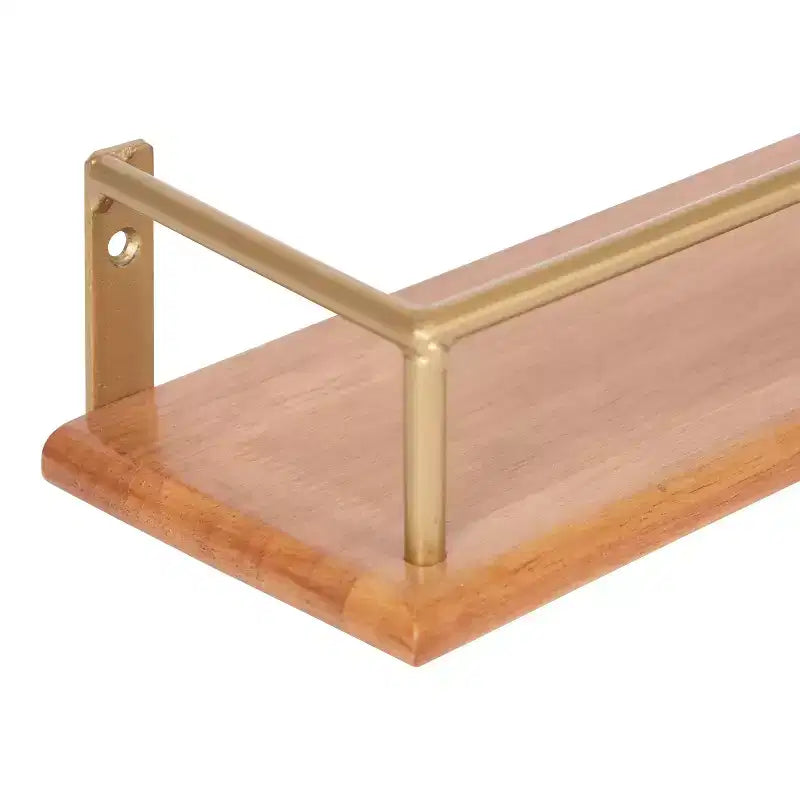 Étagère flottante rectangulaire en bois Kate and Laurel Camryn, paquet de 2 de 24 po, naturel et or