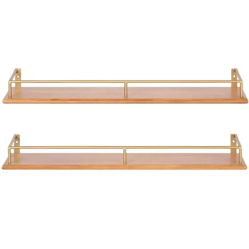 Étagère flottante rectangulaire en bois Kate and Laurel Camryn, paquet de 2 de 24 po, naturel et or