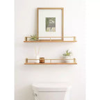 Étagère flottante rectangulaire en bois Kate and Laurel Camryn, paquet de 2 de 24 po, naturel et or
