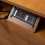 Table de Chevet Margery Mid-century Modern 2 Tiroirs avec Prises Intégrées, Gestion des Câbles et Étagère Ouverte, Ensemble de 2 | HULALA HOME