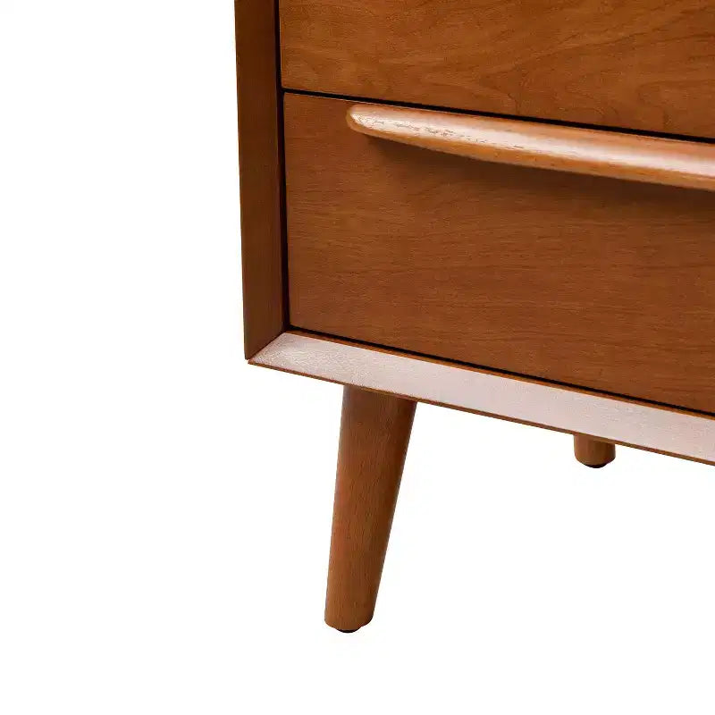 Table de Chevet Margery Mid-century Modern 2 Tiroirs avec Prises Intégrées, Gestion des Câbles et Étagère Ouverte, Ensemble de 2 | HULALA HOME