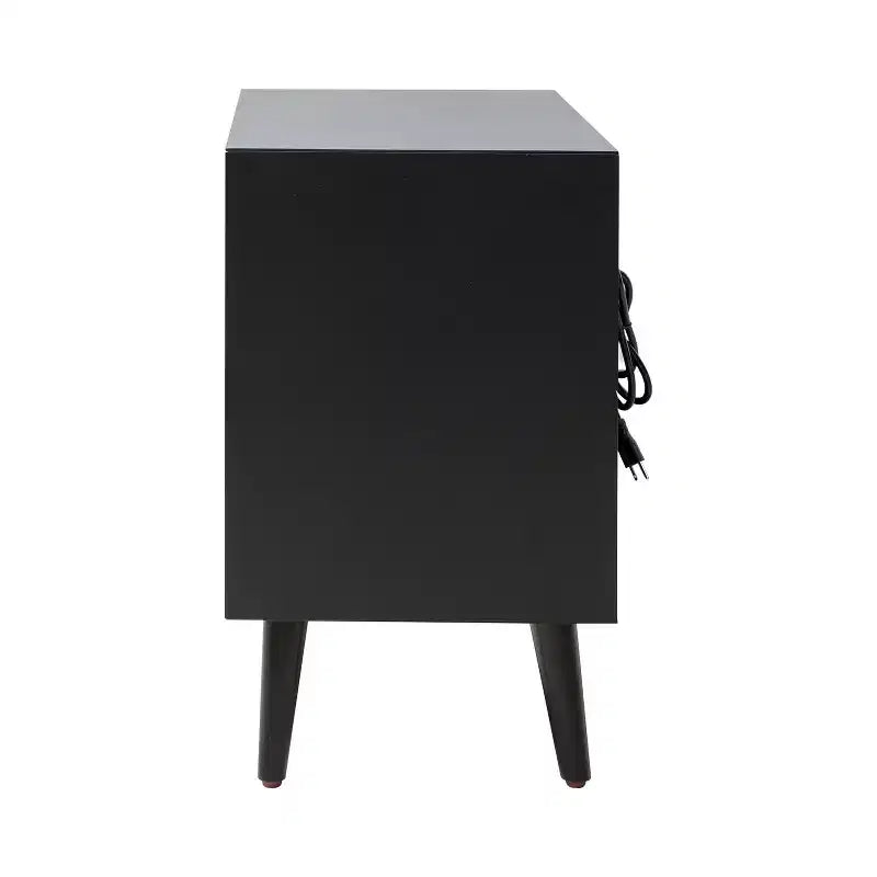 Table de Chevet Margery Mid-century Modern 2 Tiroirs avec Prises Intégrées, Gestion des Câbles et Étagère Ouverte, Ensemble de 2 | HULALA HOME