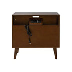 Table de Chevet Margery Mid-century Modern 2 Tiroirs avec Prises Intégrées, Gestion des Câbles et Étagère Ouverte, Ensemble de 2 | HULALA HOME