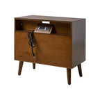Table de Chevet Margery Mid-century Modern 2 Tiroirs avec Prises Intégrées, Gestion des Câbles et Étagère Ouverte, Ensemble de 2 | HULALA HOME