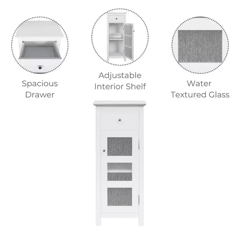 Teamson Home Connor, meuble de rangement de salle de bain sur pied avec tiroir et étagère réglable, blanc