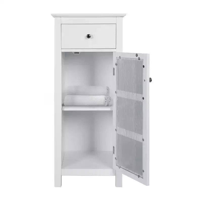 Teamson Home Connor, meuble de rangement de salle de bain sur pied avec tiroir et étagère réglable, blanc