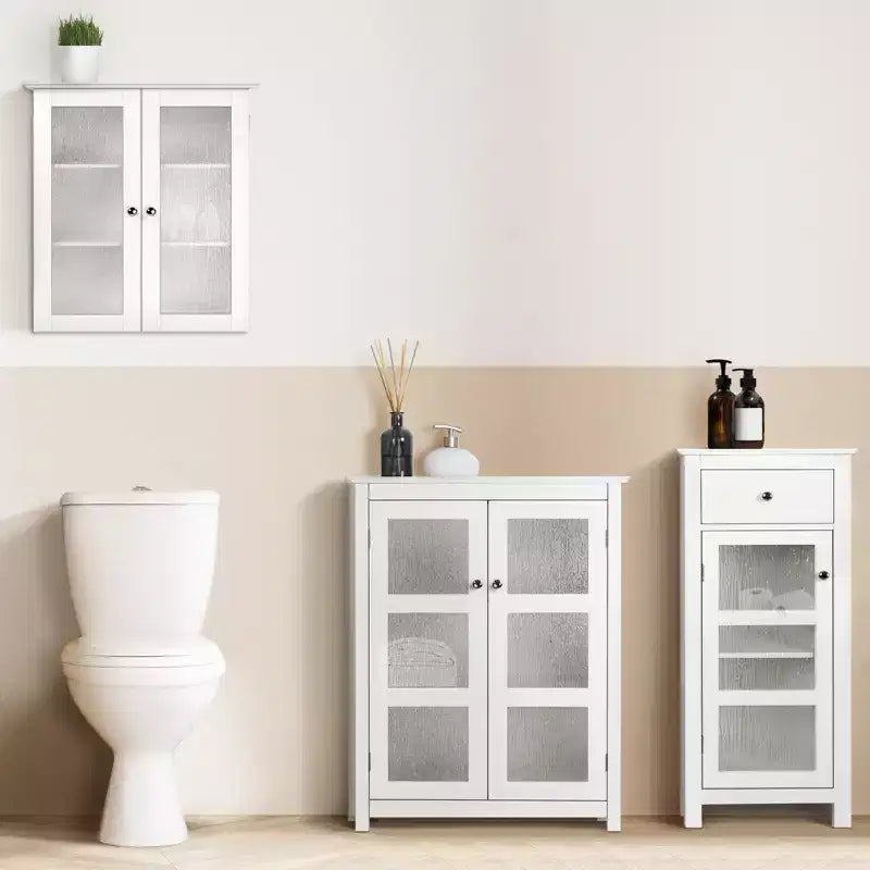Teamson Home Connor, meuble de rangement de salle de bain sur pied avec tiroir et étagère réglable, blanc