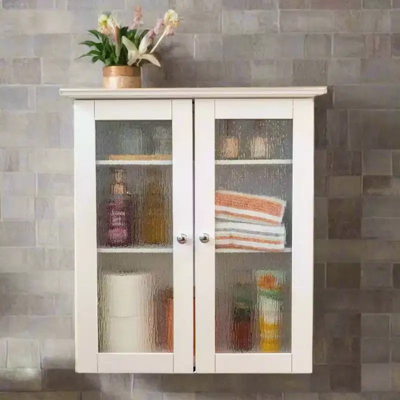 Teamson Home Connor Removable Wall Cabinet with Adjustable Shelves & 2 Glass Doors