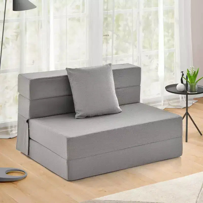 Matelas pliant Costway avec oreiller, canapé-lit pliable en trois de 15 cm avec mousse haute densité