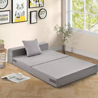 Matelas pliant Costway avec oreiller, canapé-lit pliable en trois de 15 cm avec mousse haute densité