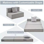 Matelas pliant Costway avec oreiller, canapé-lit pliable en trois de 15 cm avec mousse haute densité