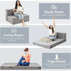 Matelas pliant Costway avec oreiller, canapé-lit pliable en trois de 15 cm avec mousse haute densité
