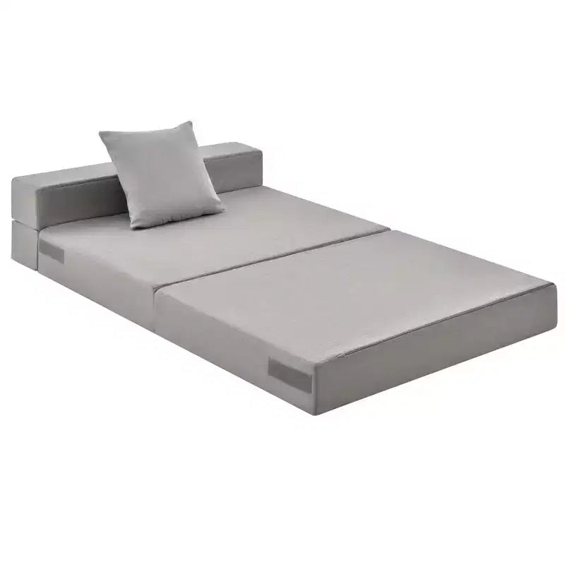 Matelas pliant Costway avec oreiller, canapé-lit pliable en trois de 15 cm avec mousse haute densité