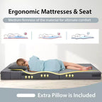 Matelas pliant Costway avec oreiller, canapé-lit pliable en trois de 15 cm avec mousse haute densité
