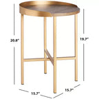 Table d'appoint ronde Prague - ACC4208A - Chêne clair/Doré - Safavieh